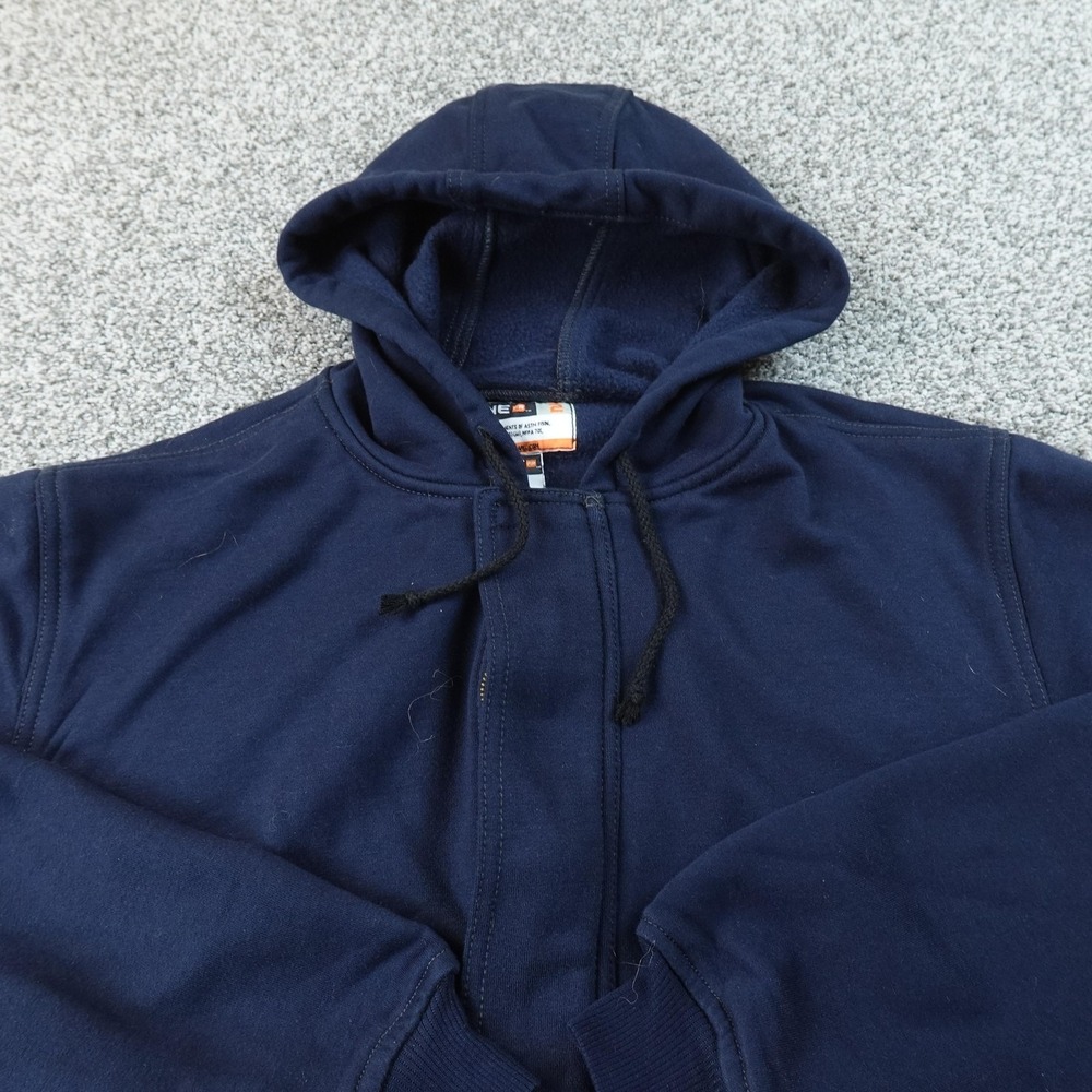 Berne Hoodie Mens L Blue FR Flame Resistant Full Zip Sweatshirt Bomber Jacket